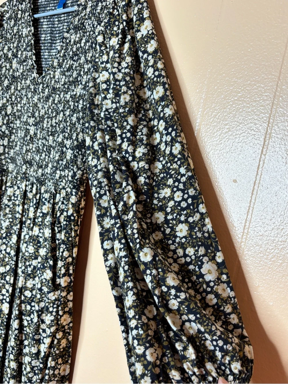 Old Navy Black Floral Long Sleeve Midi Dress